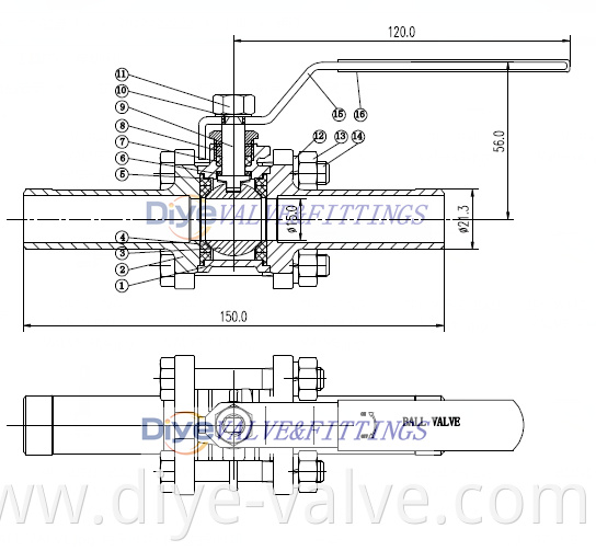 3PC Long Weld Ball Valve